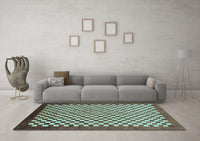 Machine Washable Checkered Light Blue Modern Rug, wshabs1383lblu