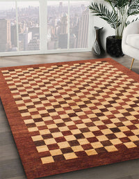 Abstract Orange Checkered Rug, abs1383