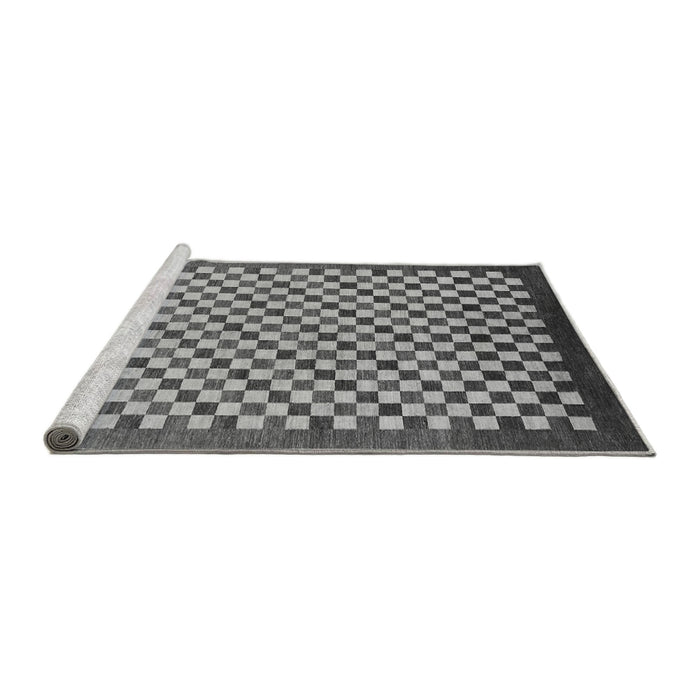 Sideview of Machine Washable Checkered Gray Modern Rug, wshabs1383gry