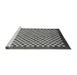 Sideview of Machine Washable Checkered Gray Modern Rug, wshabs1383gry