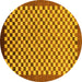 Round Machine Washable Checkered Yellow Modern Rug, wshabs1383yw