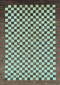 Checkered Light Blue Modern Rug, abs1383lblu