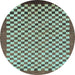 Round Checkered Light Blue Modern Rug, abs1383lblu