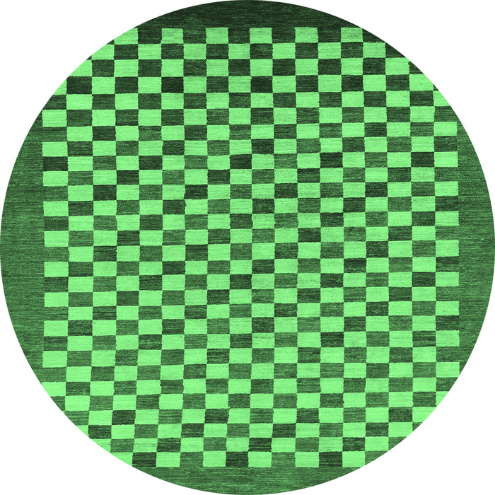 Round Checkered Emerald Green Modern Rug, abs1383emgrn