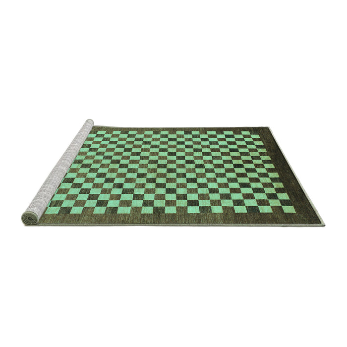 Sideview of Machine Washable Checkered Turquoise Modern Area Rugs, wshabs1383turq