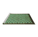 Sideview of Machine Washable Checkered Turquoise Modern Area Rugs, wshabs1383turq