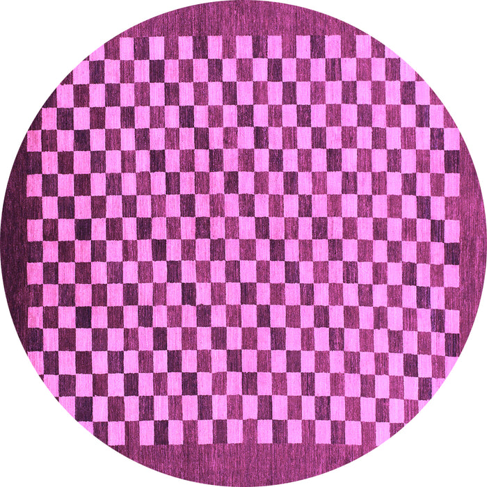 Round Checkered Purple Modern Rug, abs1383pur