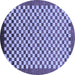 Round Machine Washable Checkered Blue Modern Rug, wshabs1383blu