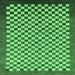 Square Machine Washable Checkered Emerald Green Modern Area Rugs, wshabs1383emgrn