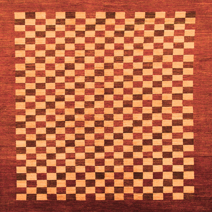 Square Machine Washable Checkered Orange Modern Area Rugs, wshabs1383org
