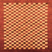 Square Machine Washable Checkered Orange Modern Area Rugs, wshabs1383org