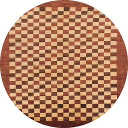 Round Machine Washable Abstract Orange Rug, wshabs1383