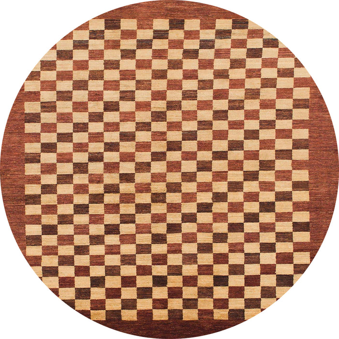 Round Machine Washable Abstract Orange Rug, wshabs1383