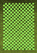 Machine Washable Checkered Green Modern Area Rugs, wshabs1383grn