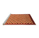 Sideview of Machine Washable Checkered Orange Modern Area Rugs, wshabs1383org