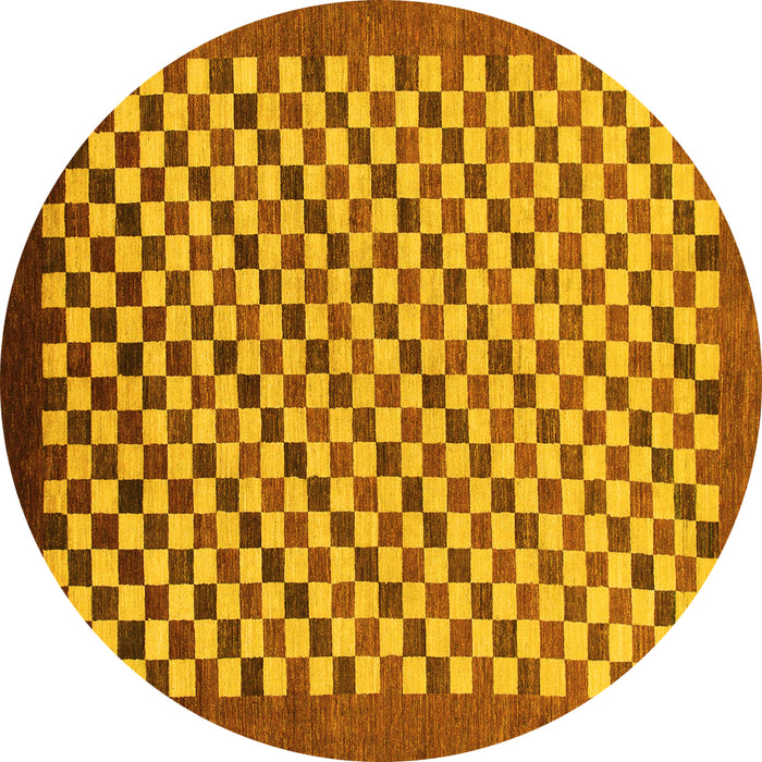 Round Checkered Yellow Modern Rug, abs1383yw
