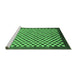 Sideview of Machine Washable Checkered Emerald Green Modern Area Rugs, wshabs1383emgrn