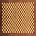 Square Machine Washable Checkered Brown Modern Rug, wshabs1383brn