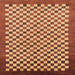 Square Abstract Orange Checkered Rug, abs1383