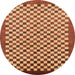 Round Abstract Orange Checkered Rug, abs1383