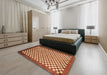 Abstract Orange Checkered Rug in a Bedroom, abs1383