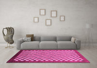 Machine Washable Checkered Pink Modern Rug, wshabs1383pnk