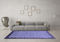 Machine Washable Checkered Blue Modern Rug, wshabs1383blu