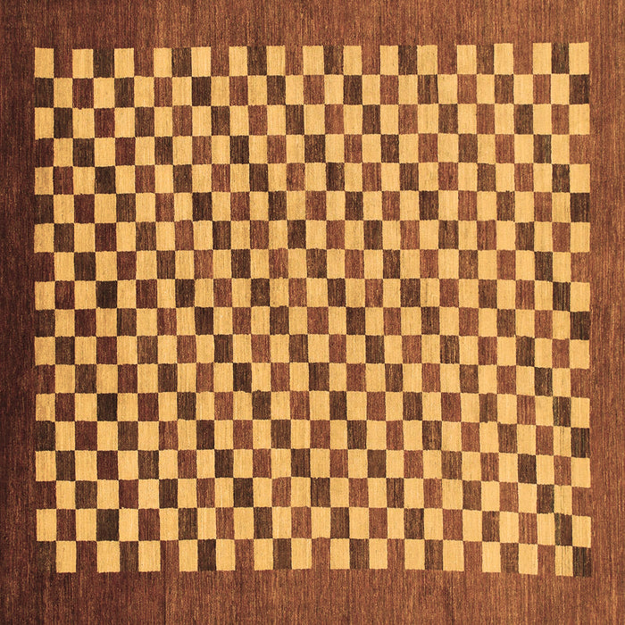 Square Checkered Brown Modern Rug, abs1383brn
