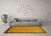 Machine Washable Checkered Yellow Modern Rug in a Living Room, wshabs1383yw