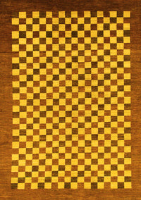 Checkered Yellow Modern Rug, abs1383yw