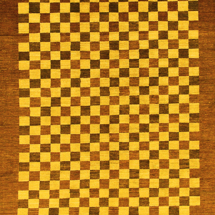 Checkered Yellow Modern Rug, abs1383yw