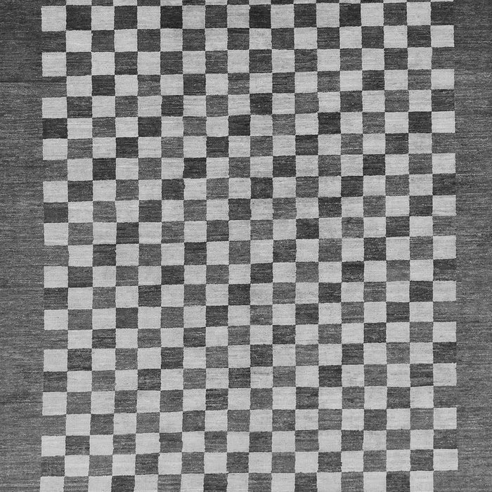 Machine Washable Checkered Gray Modern Rug, wshabs1383gry