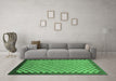 Machine Washable Checkered Emerald Green Modern Area Rugs in a Living Room,, wshabs1383emgrn