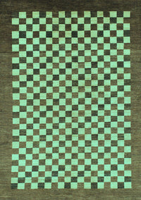 Checkered Turquoise Modern Rug, abs1383turq