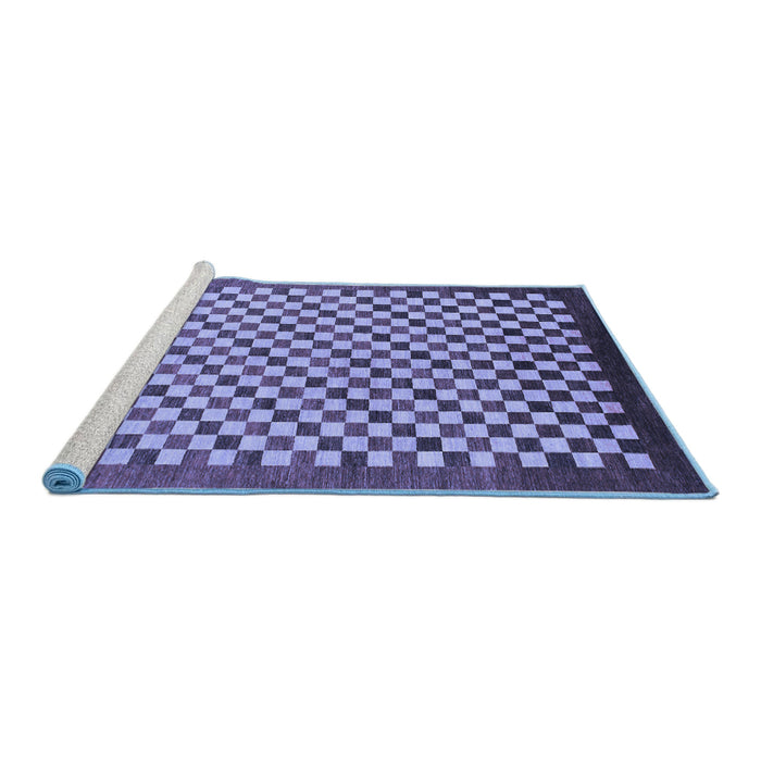 Sideview of Machine Washable Checkered Blue Modern Rug, wshabs1383blu