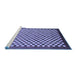 Sideview of Machine Washable Checkered Blue Modern Rug, wshabs1383blu