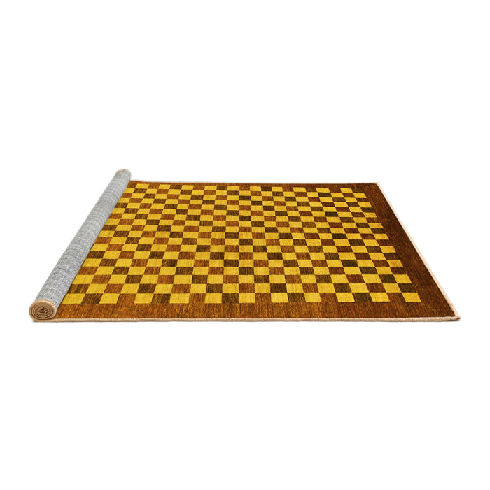 Sideview of Machine Washable Checkered Yellow Modern Rug, wshabs1383yw
