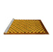 Sideview of Machine Washable Checkered Yellow Modern Rug, wshabs1383yw