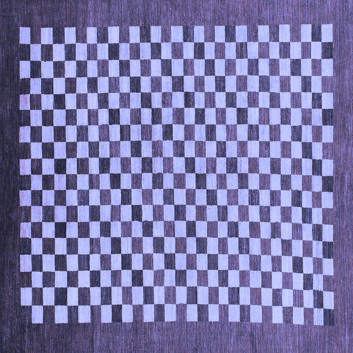 Square Machine Washable Checkered Blue Modern Rug, wshabs1383blu