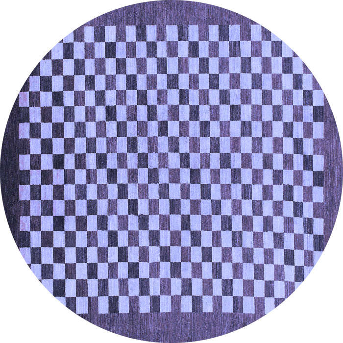 Round Checkered Blue Modern Rug, abs1383blu