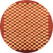 Round Checkered Orange Modern Rug, abs1383org