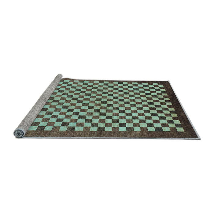 Sideview of Machine Washable Checkered Light Blue Modern Rug, wshabs1383lblu