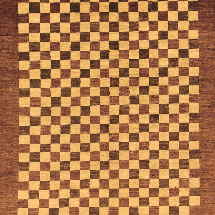 Machine Washable Checkered Brown Modern Rug, wshabs1383brn