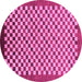 Round Machine Washable Checkered Pink Modern Rug, wshabs1383pnk