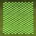 Square Machine Washable Checkered Green Modern Area Rugs, wshabs1383grn