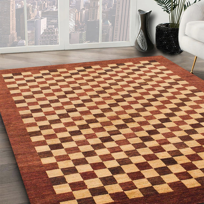 Machine Washable Abstract Orange Rug in a Family Room, wshabs1383