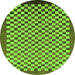 Round Checkered Green Modern Rug, abs1383grn