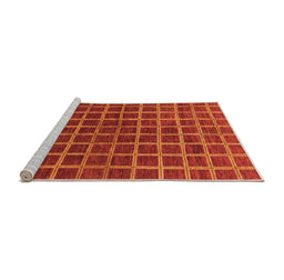 Sideview of Machine Washable Checkered Orange Modern Area Rugs, wshabs1384org