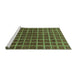 Sideview of Machine Washable Checkered Turquoise Modern Area Rugs, wshabs1384turq