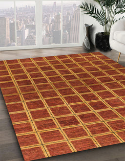 Abstract Red Checkered Rug in Family Room, abs1384